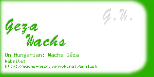 geza wachs business card