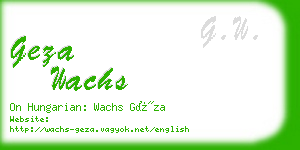 geza wachs business card